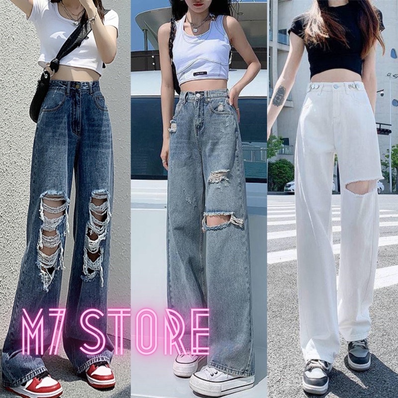 Quần jean nữ ống rộng M707, kiểu dáng ống suông rộng, quần bò nữ ống rộng dáng xuông Top xu hướng 2022