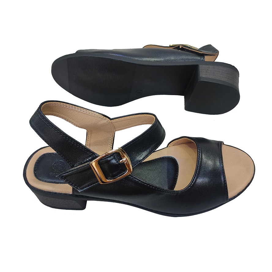 Giày Sandal nữ cao gót 4,5cm HÀ NAM thời trang da bò thật cao cấp DNU2133d