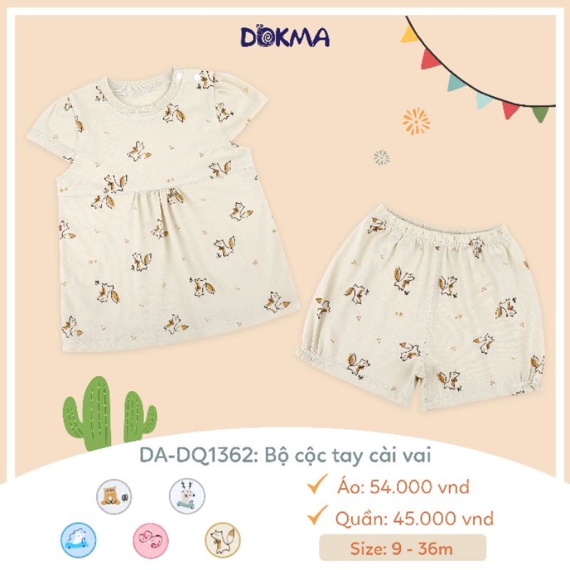 Bộ cộc tay cài vai Dokma bé trai, bé gái 6-24M