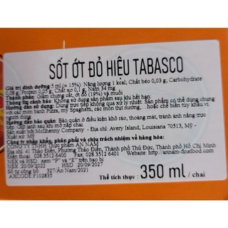 [CHAI LỚN 350ml] XỐT ỚT ĐỎ [USA] TABASCO Red Pepper Sauce (halal)