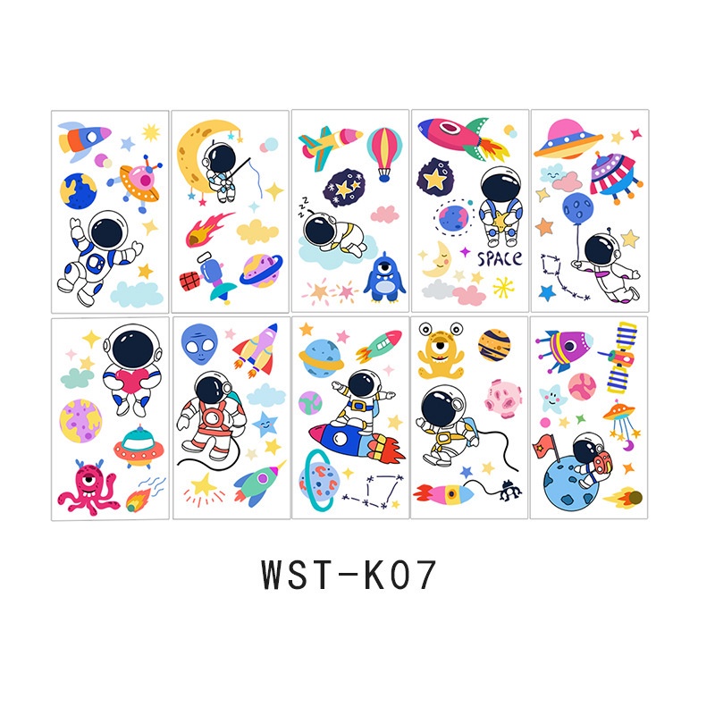 Bộ Hình Xăm Dán Chống Thấm Nước Họa Tiết Hoạt Hình Dễ Thương Cho Bé