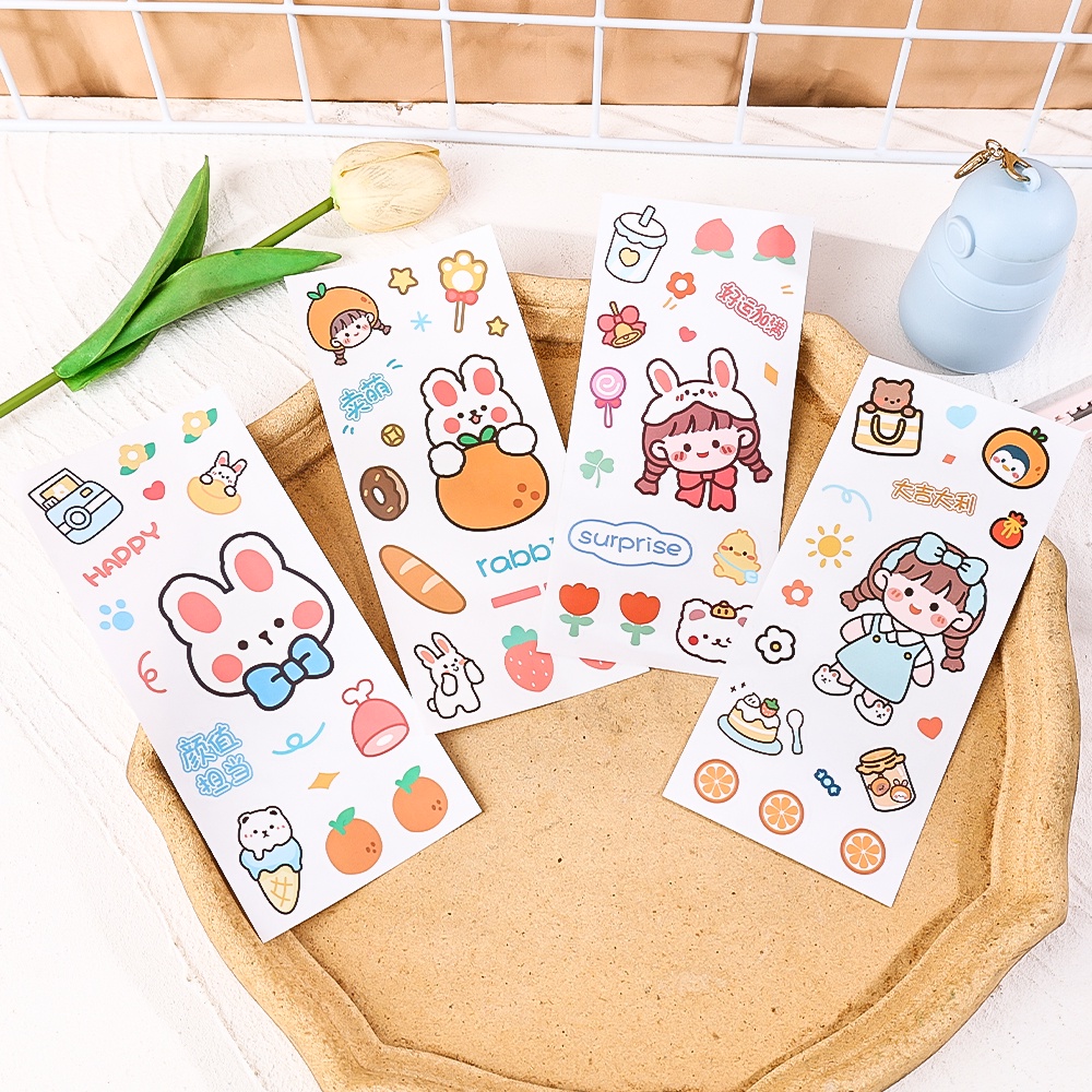 Miếng Dán Trang Trí Cốc Nước Hình Thỏ Hoạt Hình Dễ Thương DIY