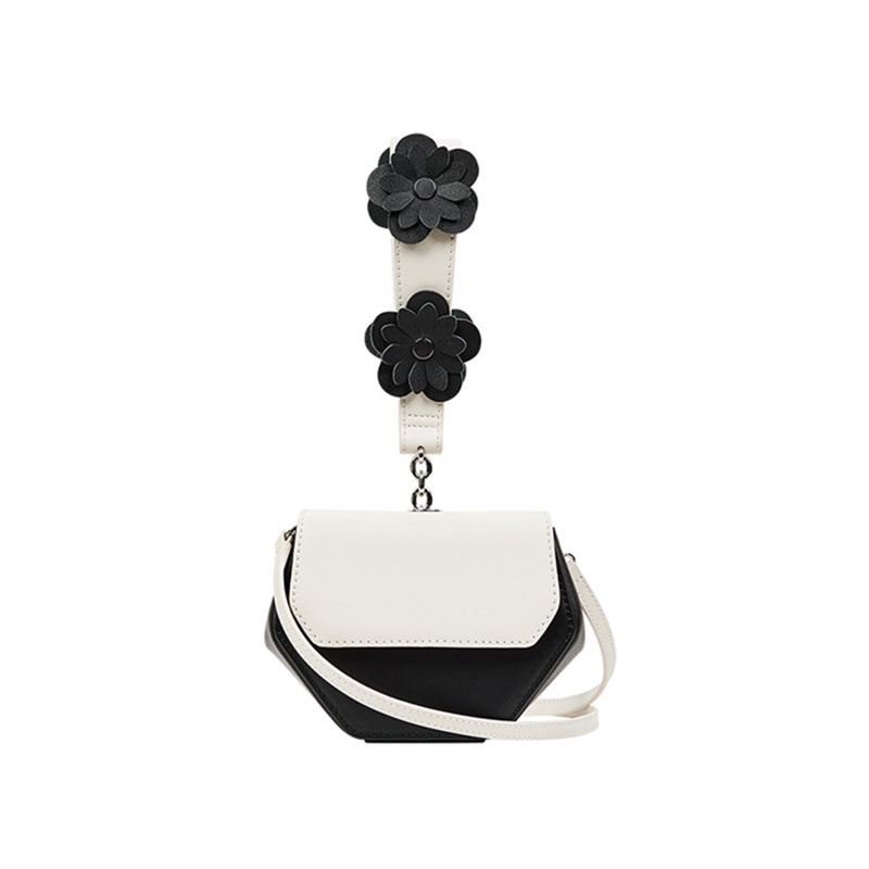 MISCHA Túi Xách Đeo Vai Chất Liệu Da PU Họa Tiết Hoa Dễ Thương Thời Trang Cho Nữ