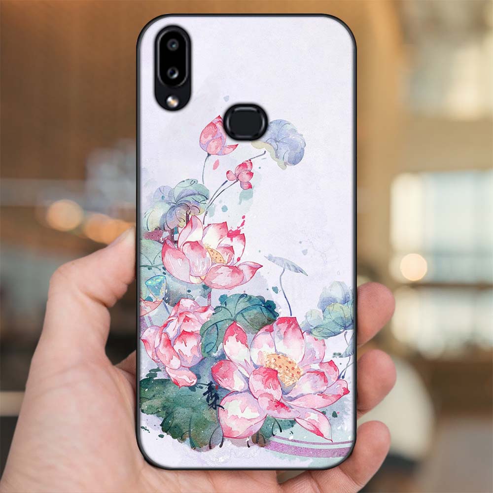 Ốp lưng Samsung A10S viền đen in hình Hoa Sen Hoa Đẹp