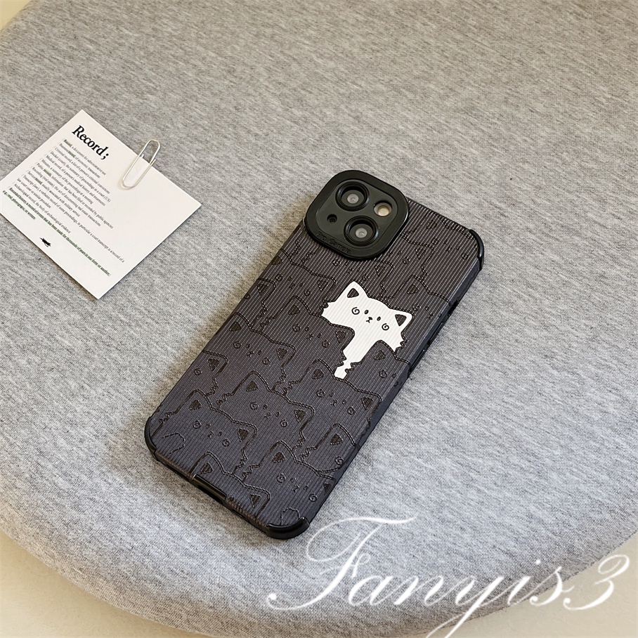 Ốp Điện Thoại TPU Mềm Họa Tiết Mèo Trắng Đen Cho IPhone 14 13 12 11 Pro Max X XR Xs Max 8 7 Plus SE 2020