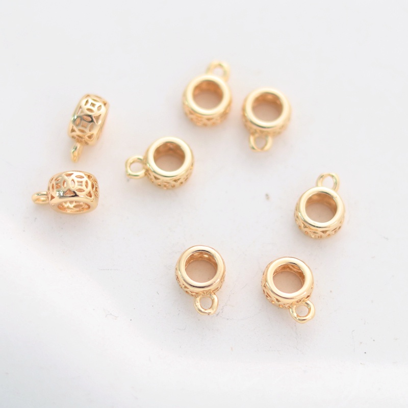 Set 10 Hạt Xỏ Lỗ Bằng Đồng Mạ Vàng 14K Nhiều Màu Sắc Dùng Làm Trang Sức diy