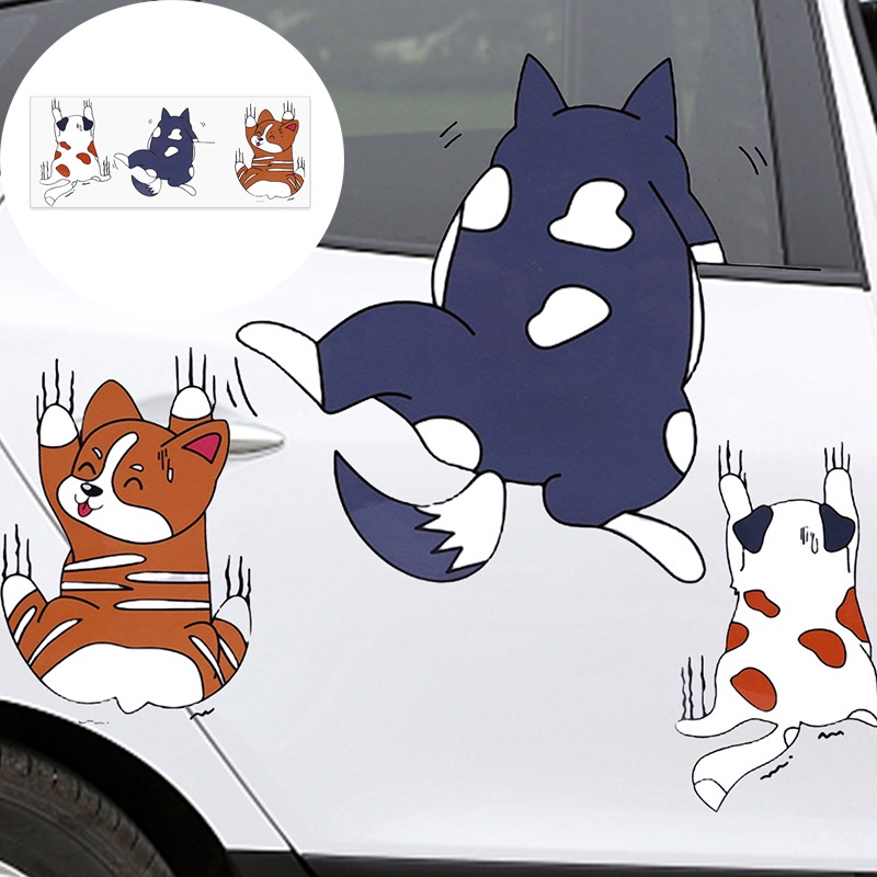 Miếng Dán PVC Chống Nắng Hình Thú Cưng Hoạt Hình Dễ Thương Trang Trí Xe Hơi DIY