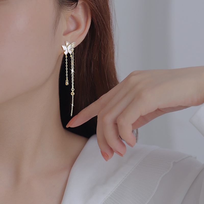 Khuyên Tai Tua Rua Hai Đầu Hình Bướm Chất Lượng Cao