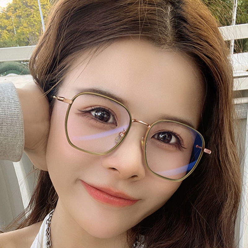 Mắt Kính Gọng Tròn Chống Bức Xạ Bằng Kim Loại Phong Cách Hàn Quốc Cổ Điển Dành Cho Nam Nữ