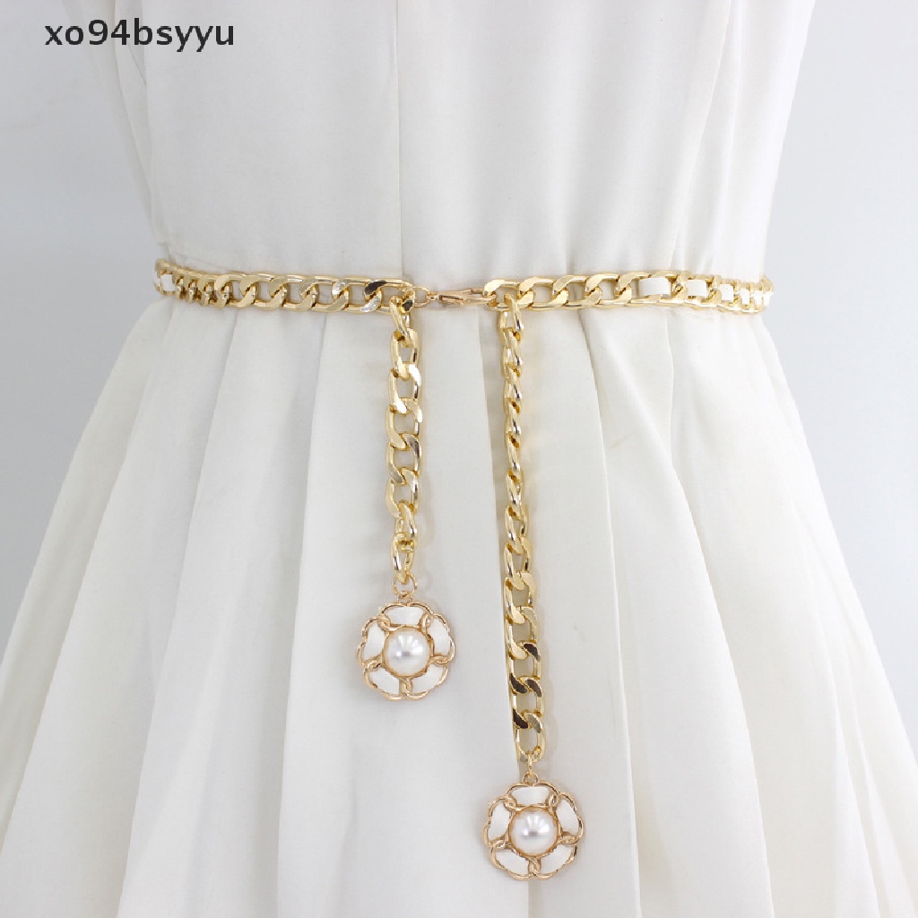 Thắt Lưng xo94bsyyu Chuỗi Xích Bằng Kim Loại Mỏng Điều Chỉnh Được Trang Trí Ngọc Trai Thanh Lịch Thời Trang Cho Nữ