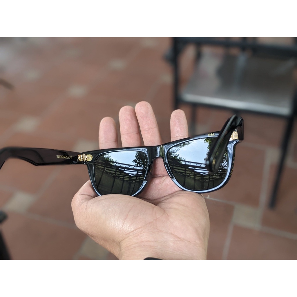 Kính Rayban wayfarer của Mỹ, 2nd, nguyên zin, tròng thủy tinh màu đen. Ảnh thật.