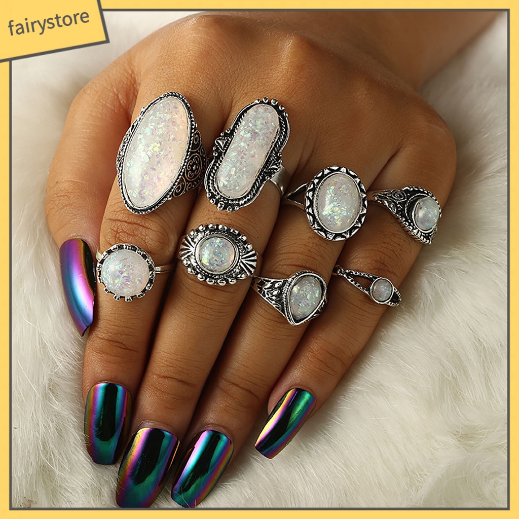 Set 1 / 8 Nhẫn Đeo Khớp Ngón Tay Phong Cách Vintage