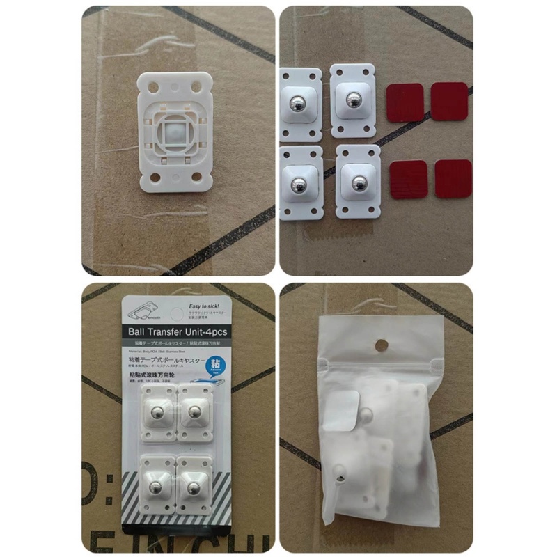 Set 4 Bánh Xe Ròng Rọc Xoay 360 Độ Tự Dính Cho Đồ Nội Thất Gia Đình