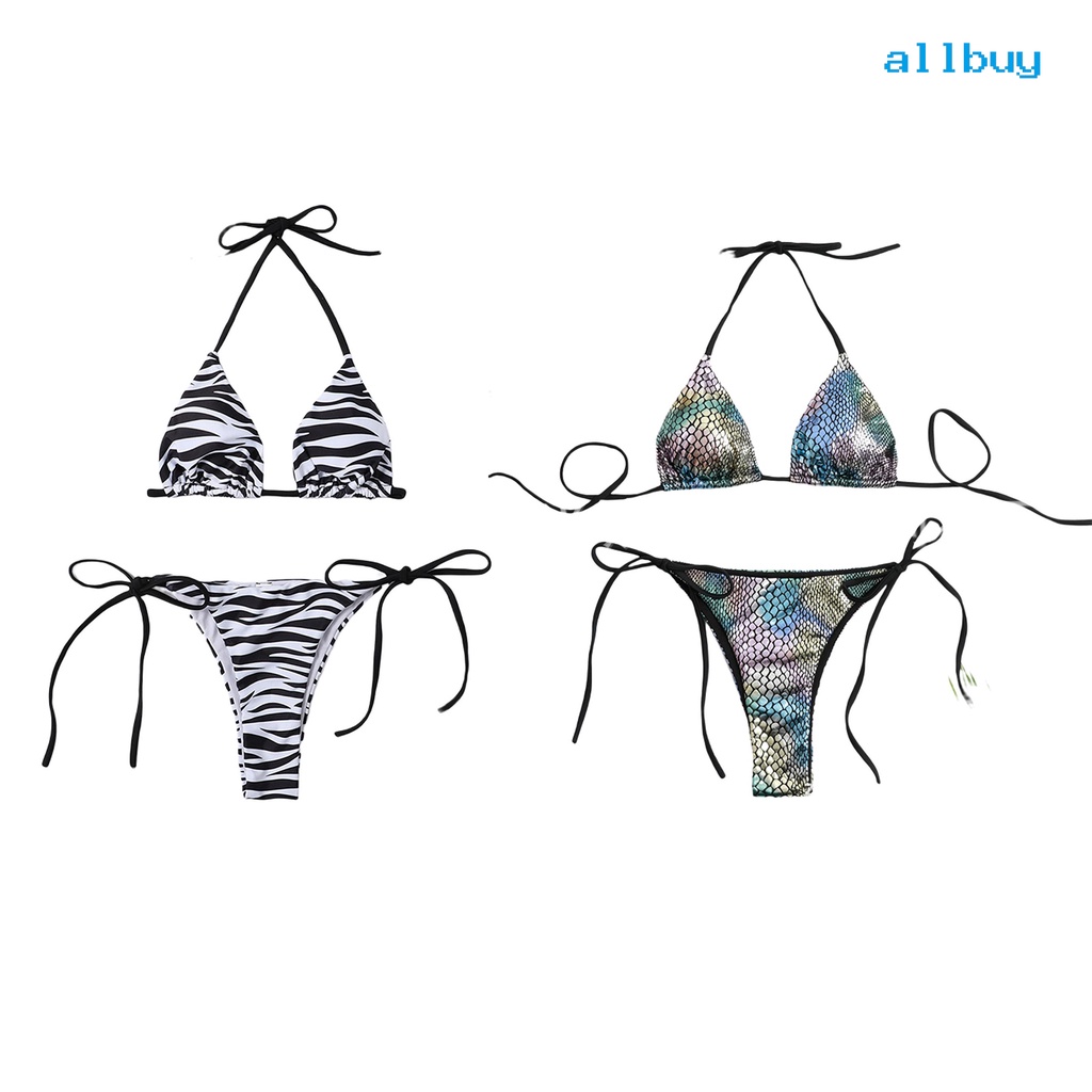Bộ Đồ Bơi Bikini Lưng Thấp In Họa Tiết Ngựa Vằn Có Dây Điều Chỉnh Nhanh Khô Quyến Rũ Cho Nữ