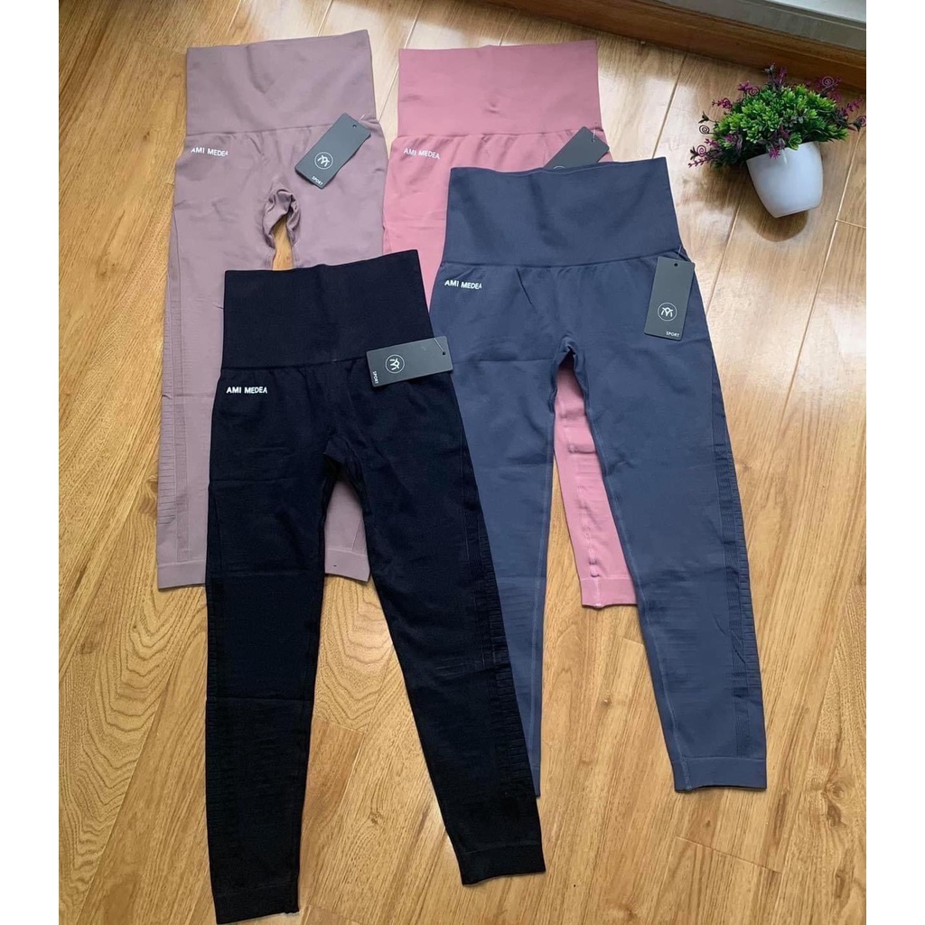 Quần dệt nữ Ami dáng legging cạp cao phù hợp tập gym, yoga, thể thao tôn dáng, co giãn dày dặn