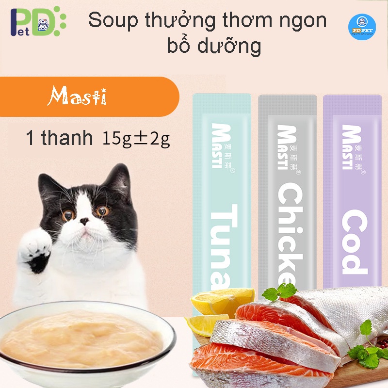 Soup thưởng Masti, soup thưởng MS, đồ ăn nhẹ cho mèo nhiều hương vị thơm ngon, bổ dưỡng