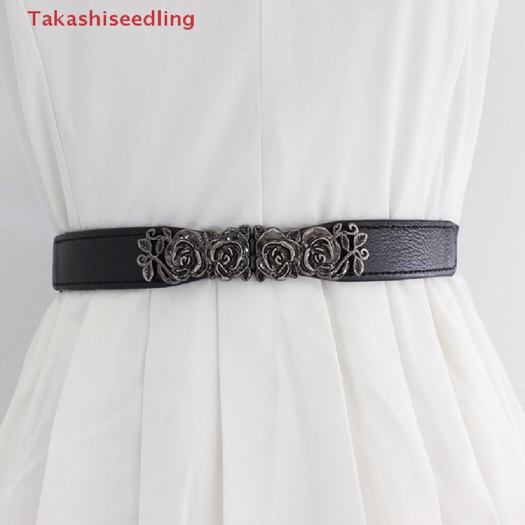 Thắt Lưng Bản Rộng Co Giãn Có Khóa Hoa Hồng Phong Cách Vintage Thời Trang Mùa Hè Cho Nữ