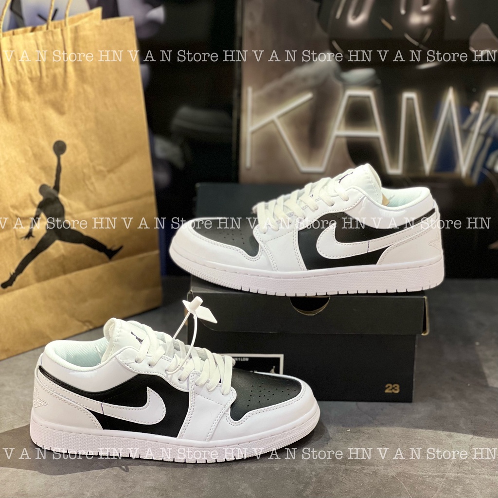 Giày Thể Thao Jordan 1 Low Panda Thấp Cổ Trắng Mũi Đen Chất Da Mềm Bản S.C 2022