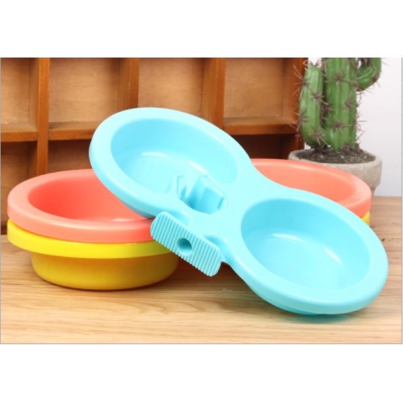 Bát nhựa đôi gắn lồng cho chó mèo
