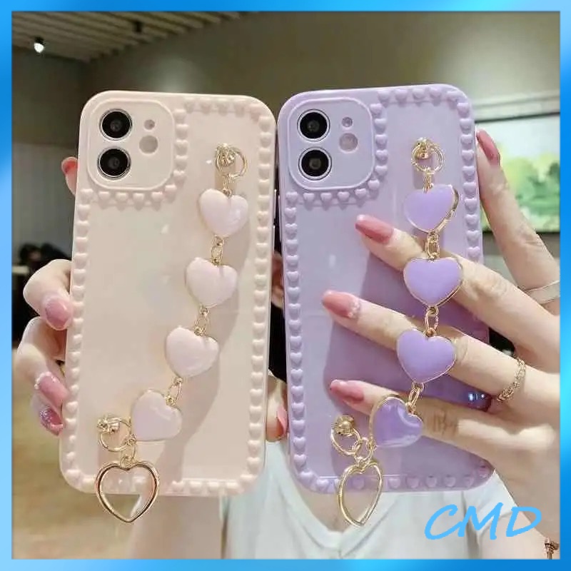 Ốp Lưng phone Vỏ điện thoại màu đồng với dây đeo hình trái tim Cho Iphone 6 / 6S / 6splus / se / 7 / 7plus / 8 / 8plus / X / xs / xsmax / 11 / 12 / 13 / 14 / Plus / pro / pro max-020