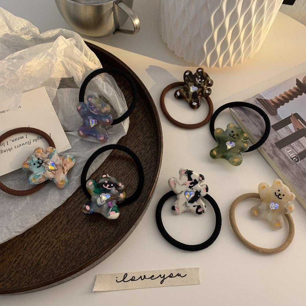 Dây Cột Tóc Co Giãn Hình Gấu Hoạt Hình Dễ Thương Cho Nữ Giá Đỡ