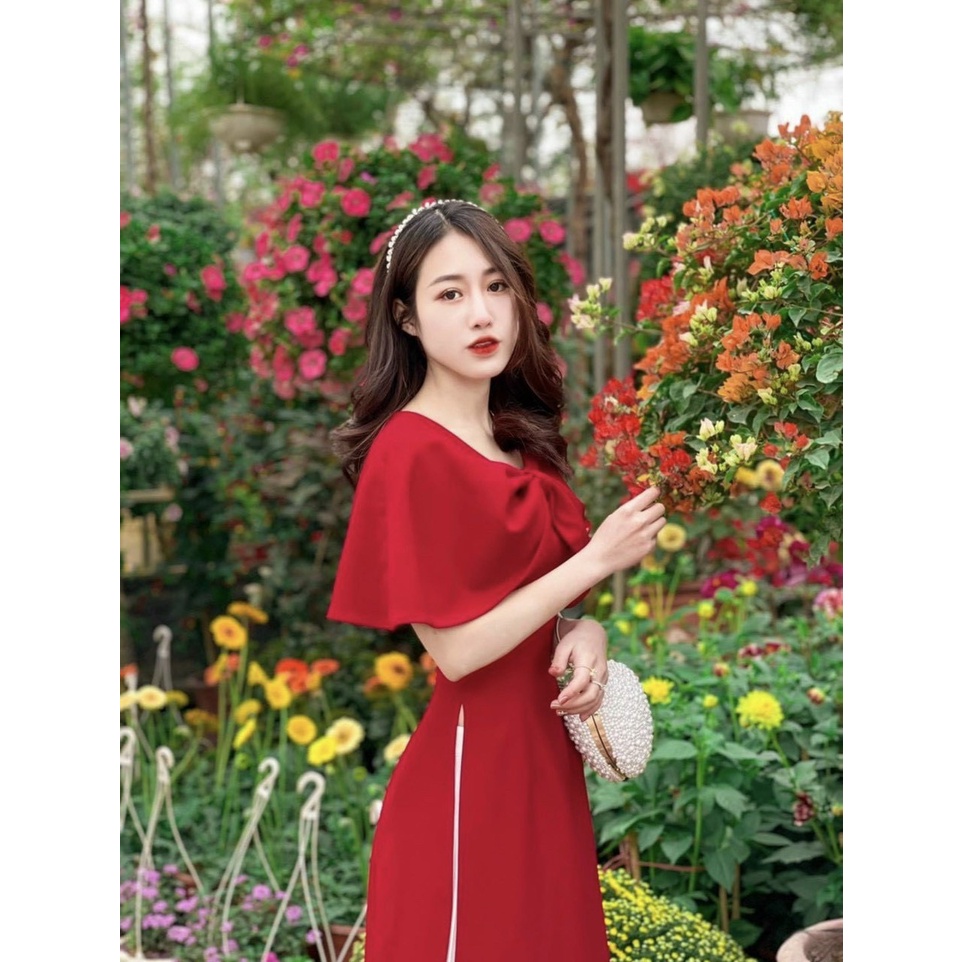 Sét áo dài  nhung nơ cách tân mix cv siu hot HH56