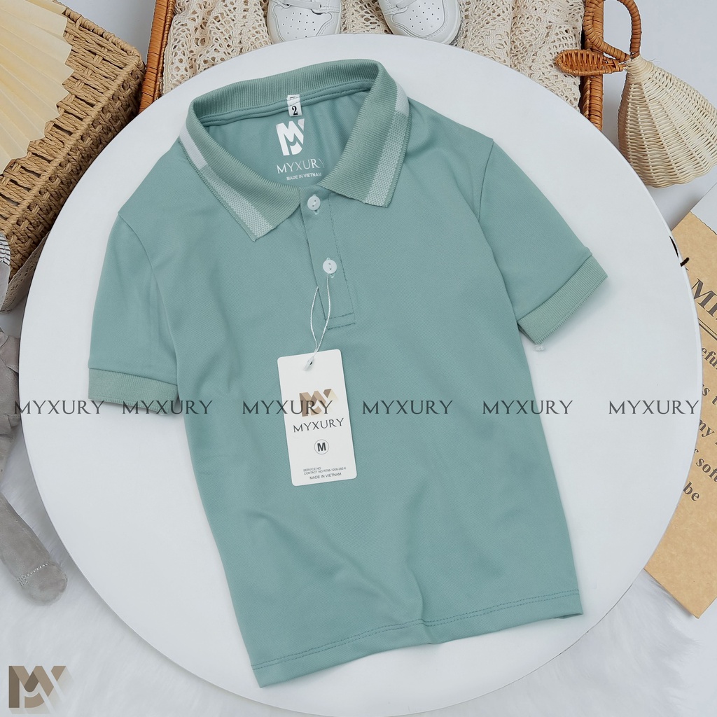 Áo Polo trơn cho bé trai có cổ vải cotton co giãn siêu đẹp - size từ 10-35kg