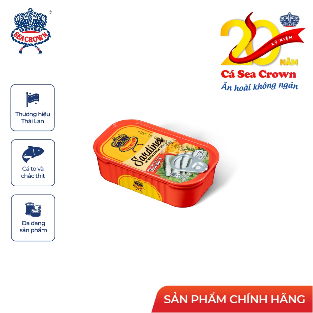 Cá hộp Sea Crown cá Trích ngâm dầu - Thùng 50 lon