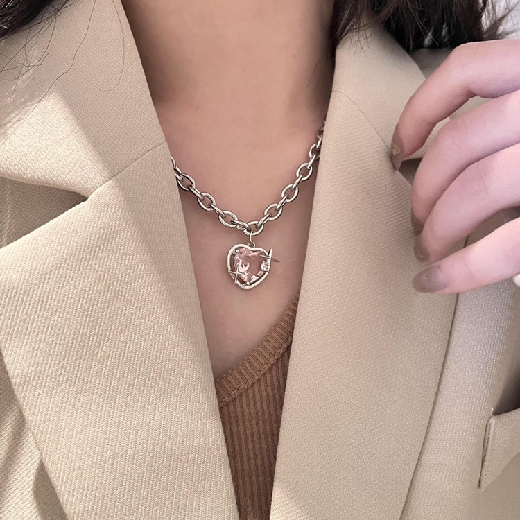 Vòng Cổ Pha Lê Trái Tim Phong Cách Harajuku INS Đơn Giản Cá Tính Sang Trọng Đa Năng