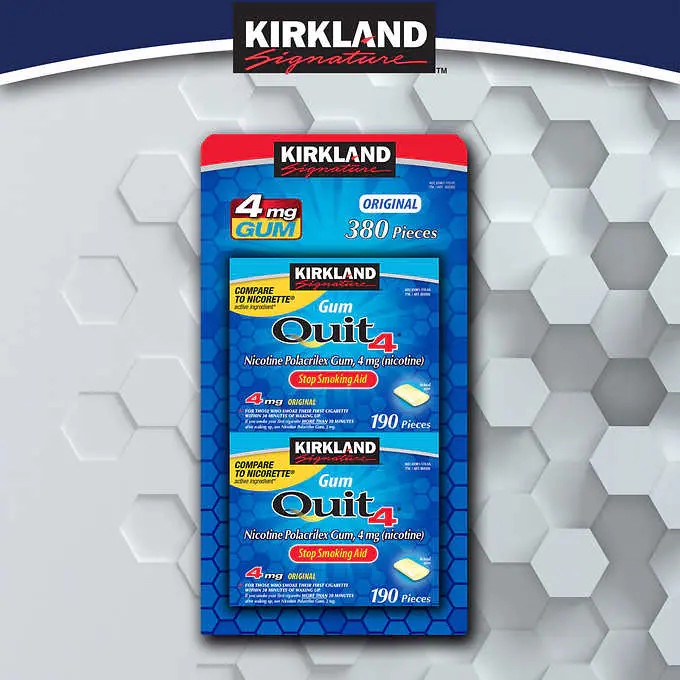 Kẹo cai thuốc lá Kirkland Signature Quit 4 Gum Original 190 viên  của Mỹ