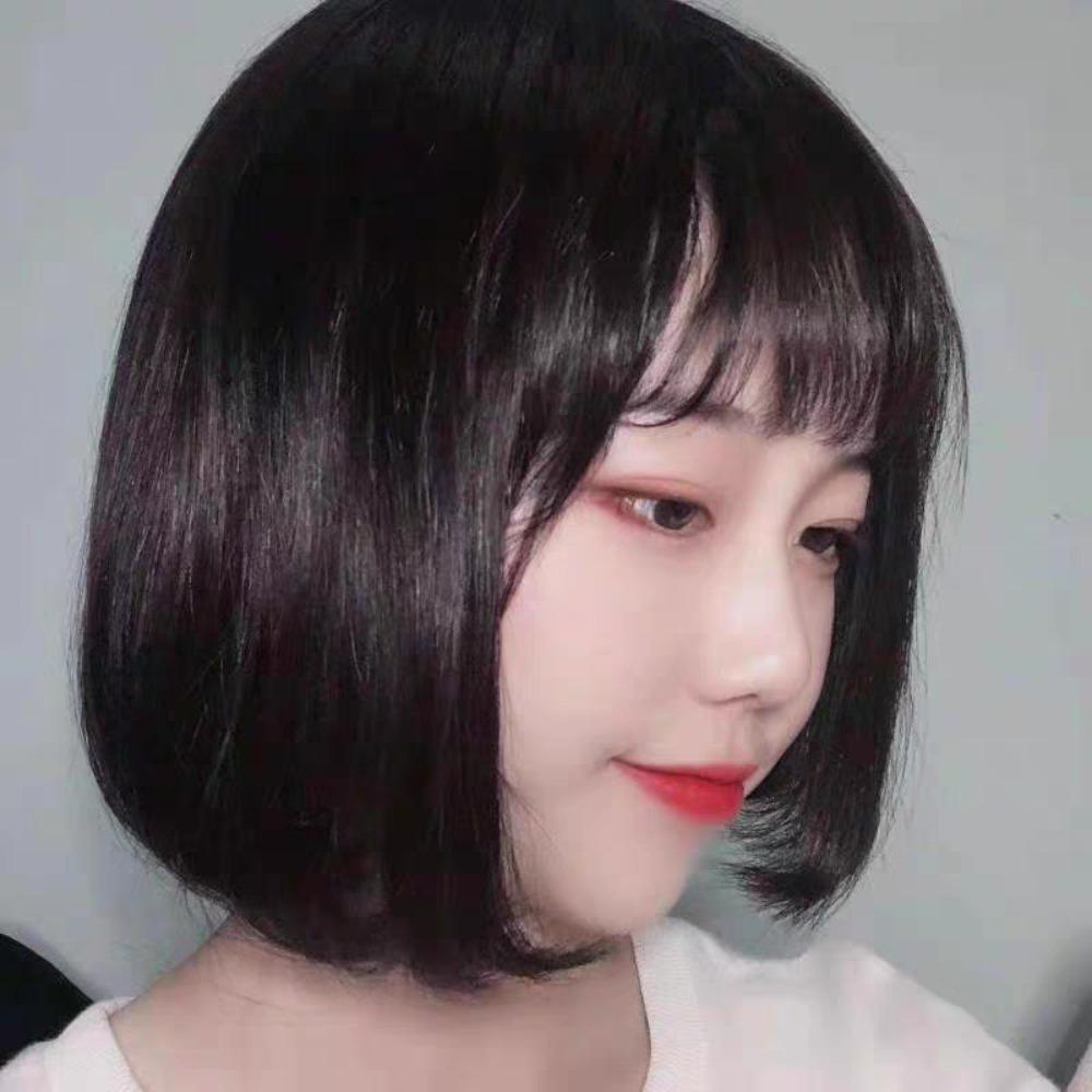 LOMBARD Bộ Tóc Giả Kiểu Bob Thẳng Màu Đen Hồng Mượt Mà Chất Lượng Cao Cho Nữ