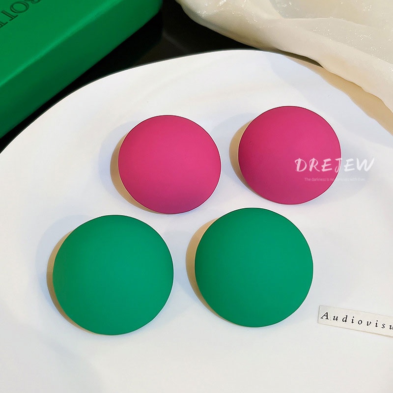 DREJEW Khuyên tai hình tròn nhiều màu sắc phong cách Âu Mỹ độc đáo thời trang