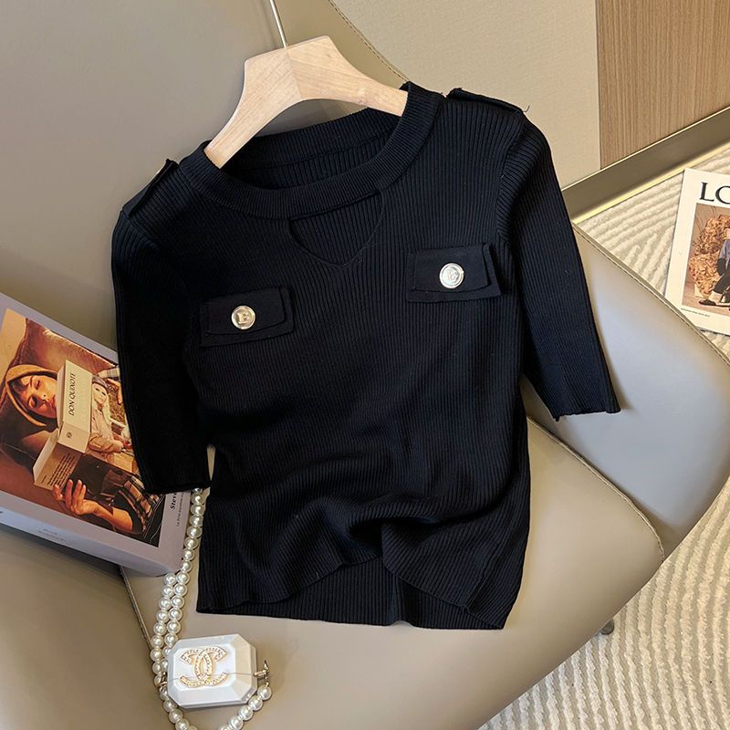 Áo Thun Tay Ngắn Dáng Ôm Bằng Lụa Lạnh Thời Trang Mùa Hè Hàng Mới Dành Cho Bạn Nữ