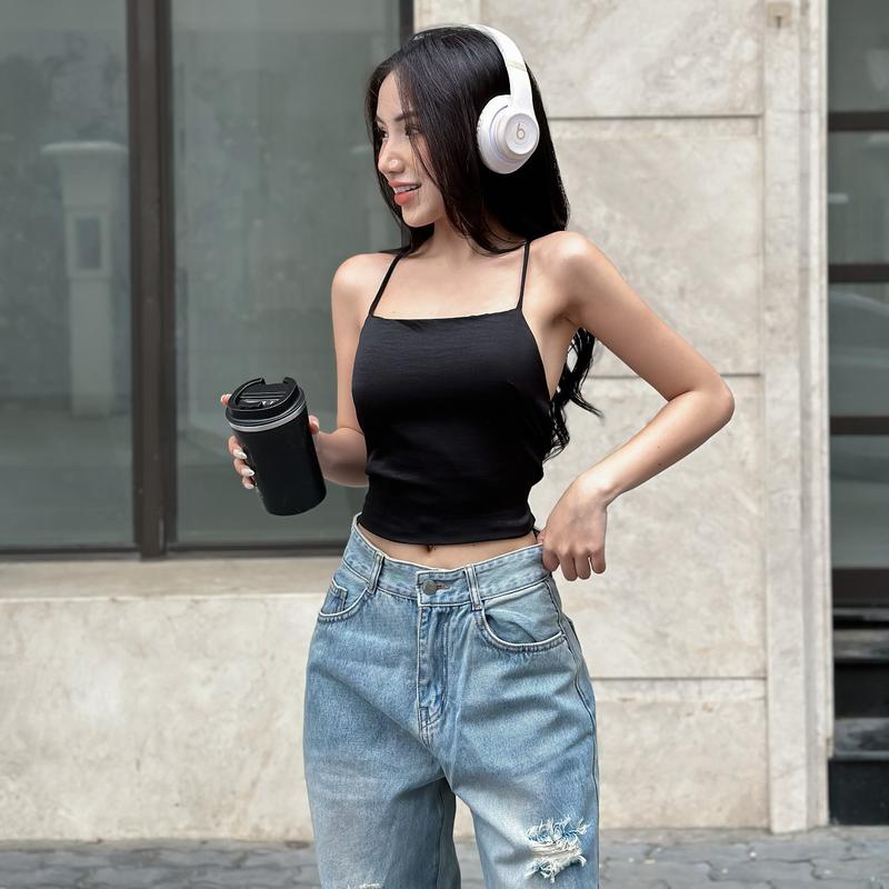 Áo croptop hở lưng buộc dây TiQi Jeans A206