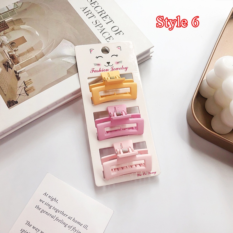 Bộ 3 Kẹp Tóc Nơ Mini Màu Sắc Ngọt Ngào Phong Cách Retro Cho Nữ