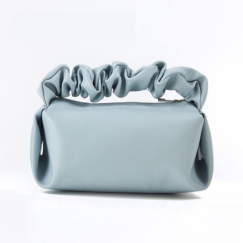 Mischa Túi Đựng Mỹ Phẩm Cầm Tay Bằng Da PVC Xếp Ly Sức Chứa Lớn Màu Trơn Đơn Giản Xu Hướng Mới