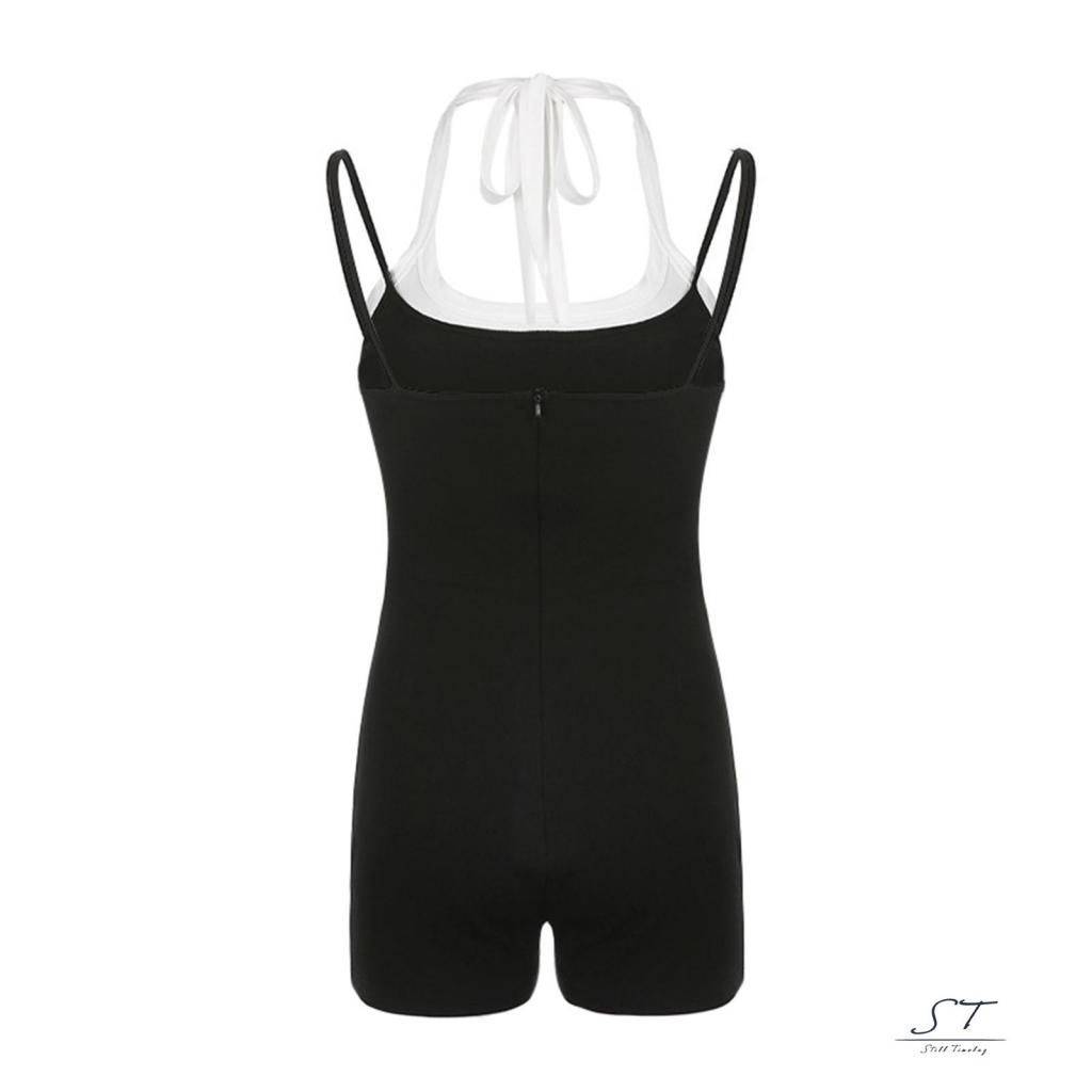 Bộ Áo Liền Quần Sát Nách Màu Sắc Tương Phản Thời Trang Mùa Hè Cho Nữ CY03