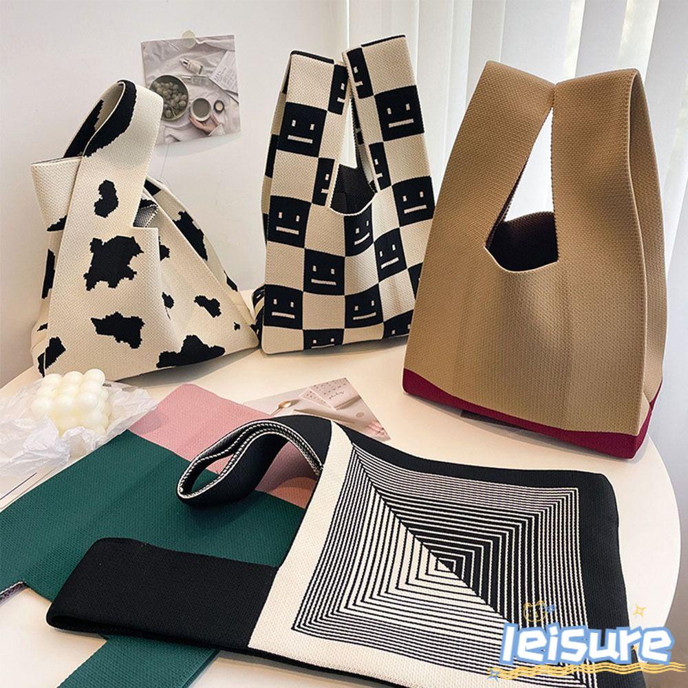 Túi Xách Đan Len Đeo Vai Màu Sắc Thời Trang Có Thể Tái Sử Dụng Cho Nữ