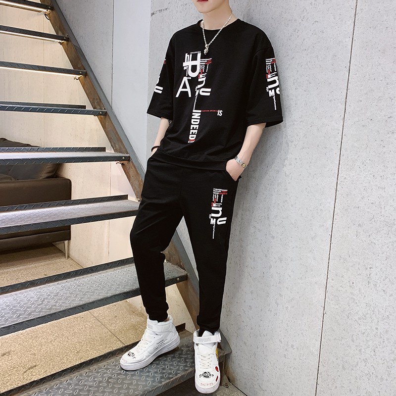 Bộ Quần Áo Thun Nam Ngắn Tay In Chữ Và Họa Tiết Trẻ Trung sozo SET NAM 9000046