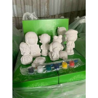 Tượng tô màu cho bé, bé tô tượng set 10 con kích thước 5-10 cm tặng kèm màu và bút tô