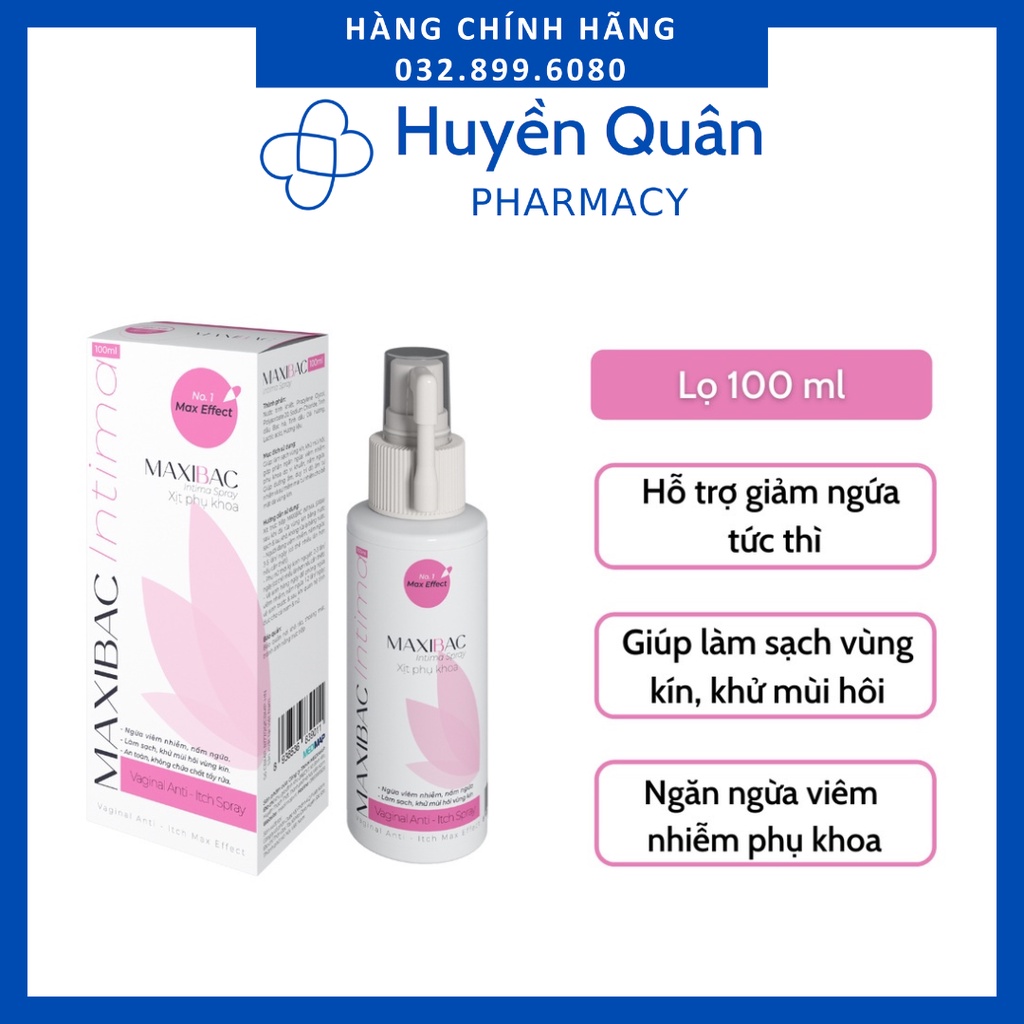 Xịt phụ khoa MAXIBAC INTIMA SPRAY phòng ngừa viêm nhiễm, làm sạch, khử mùi hôi, dưỡng ẩm và duy trì sự mềm mại da