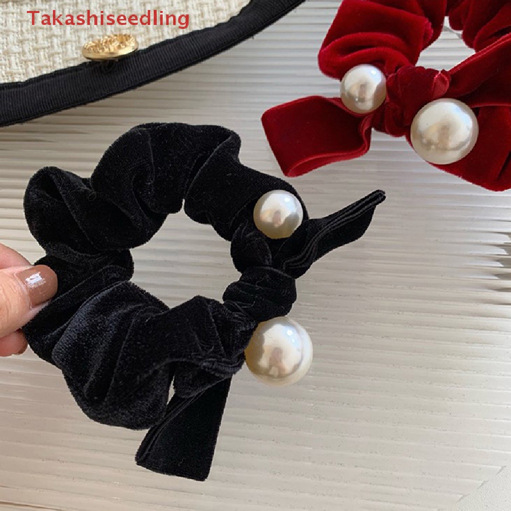 Dây Cột Tóc Nhung Thắt Nơ Màu Đen / Rượu Thanh Lịch Cho Nữ