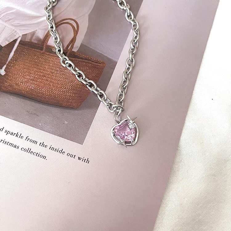 Vòng Cổ Pha Lê Trái Tim Phong Cách Harajuku INS Đơn Giản Cá Tính Sang Trọng Đa Năng