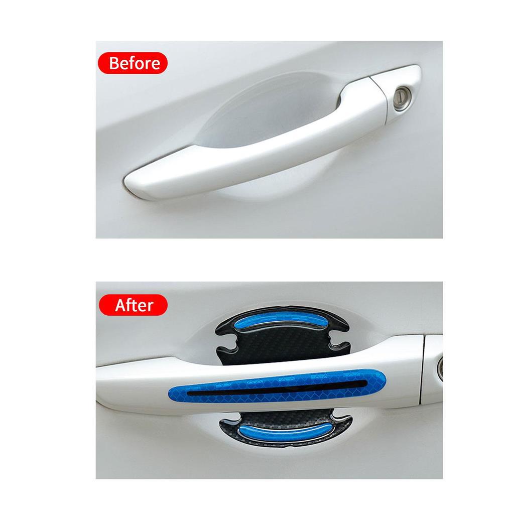 Bộ 8 Miếng Dán Phản Quang Bảo Vệ Tay Cầm Cửa Xe Hơi Chống Trầy