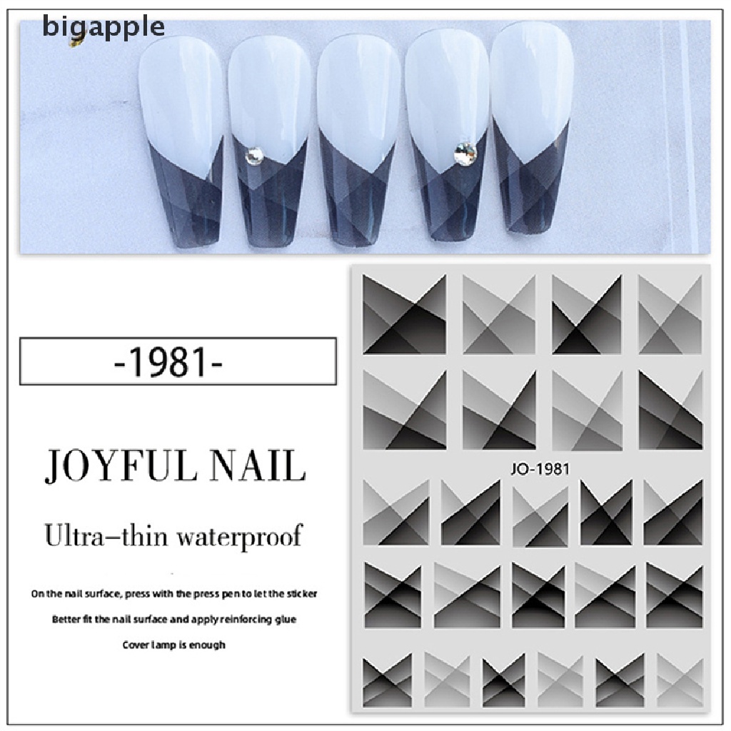 Miếng Dán Móng Tay Trong Mờ Màu Trắng Đen Phong Cách Pháp Độc Đáo