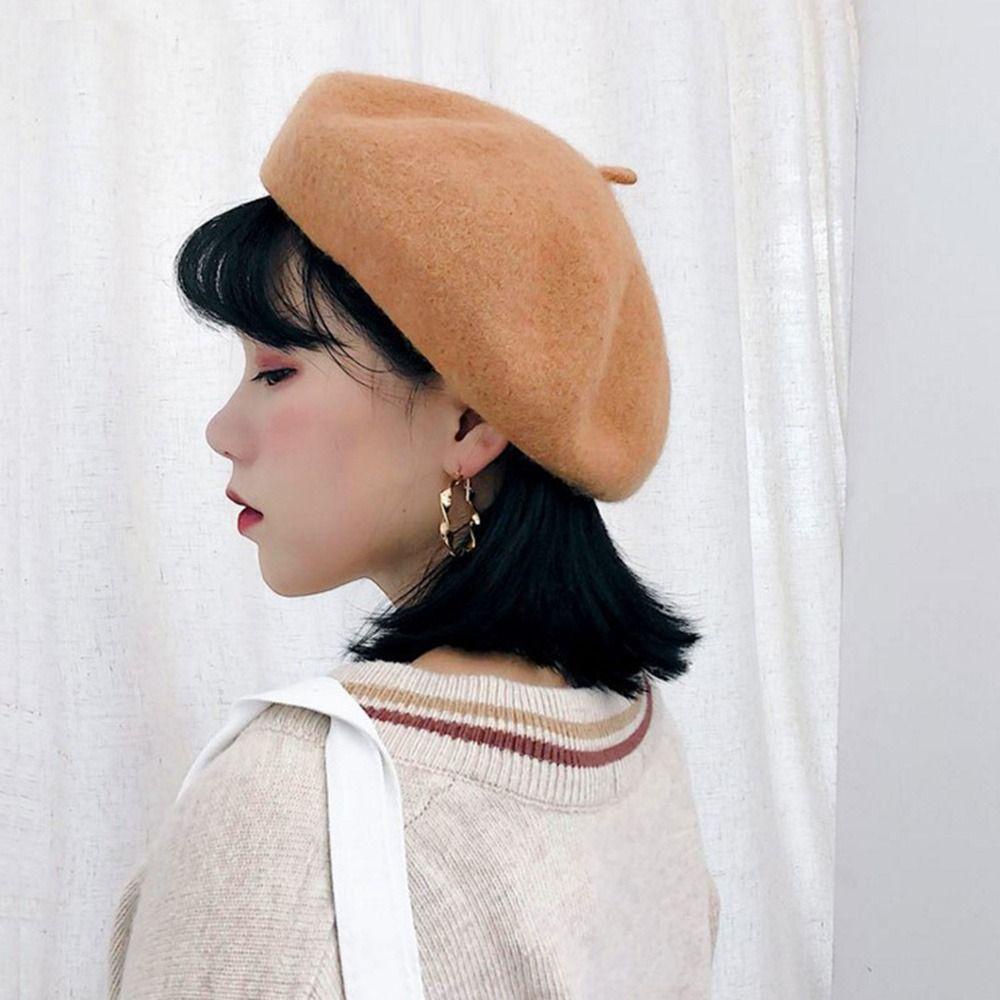 PINEVN Mũ Beret Len Giữ Ấm Mùa Đông Phong Cách Cổ Điển Thanh Lịch