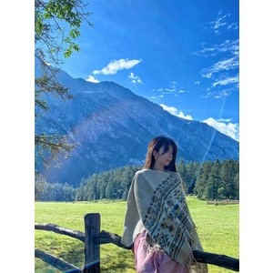 Cardigan len dáng choàng tông xám mặc được 2 mặt - MS027 (Có ảnh thật)