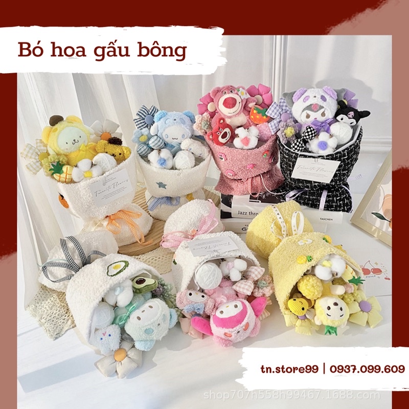 Hoa bó gấu bông TẶNG kèm đèn, túi giấy, thiệp thích hợp quà tặng sinh nhật, 14/2, 8/3, anniversary