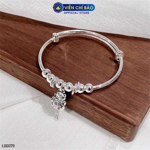 Kiềng tay trơn charm mèo, ngựa cầu tài chất liệu bạc Thái 925 thời trang phụ kiện trang sức Viễn Chí Bảo L000711 L000710