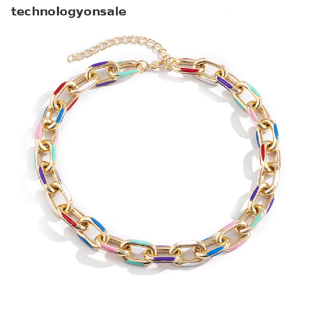 Vòng Cổ Choker Dây Xích Nhôm Sơn Màu Sắc Cho Nữ Giới